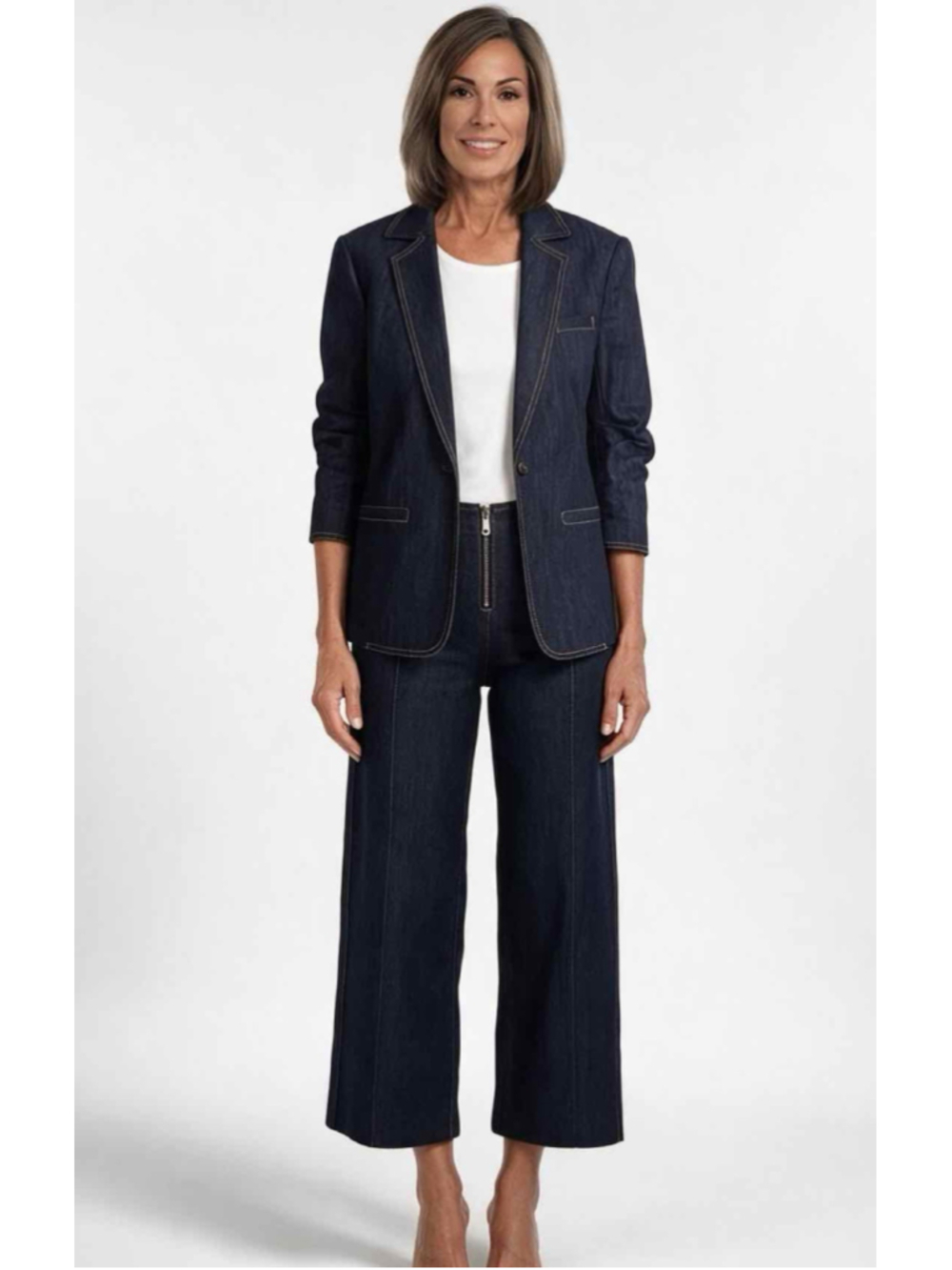 Cinq à Sept Khloe Denim Blazer Azure Jeans Suit Set 4